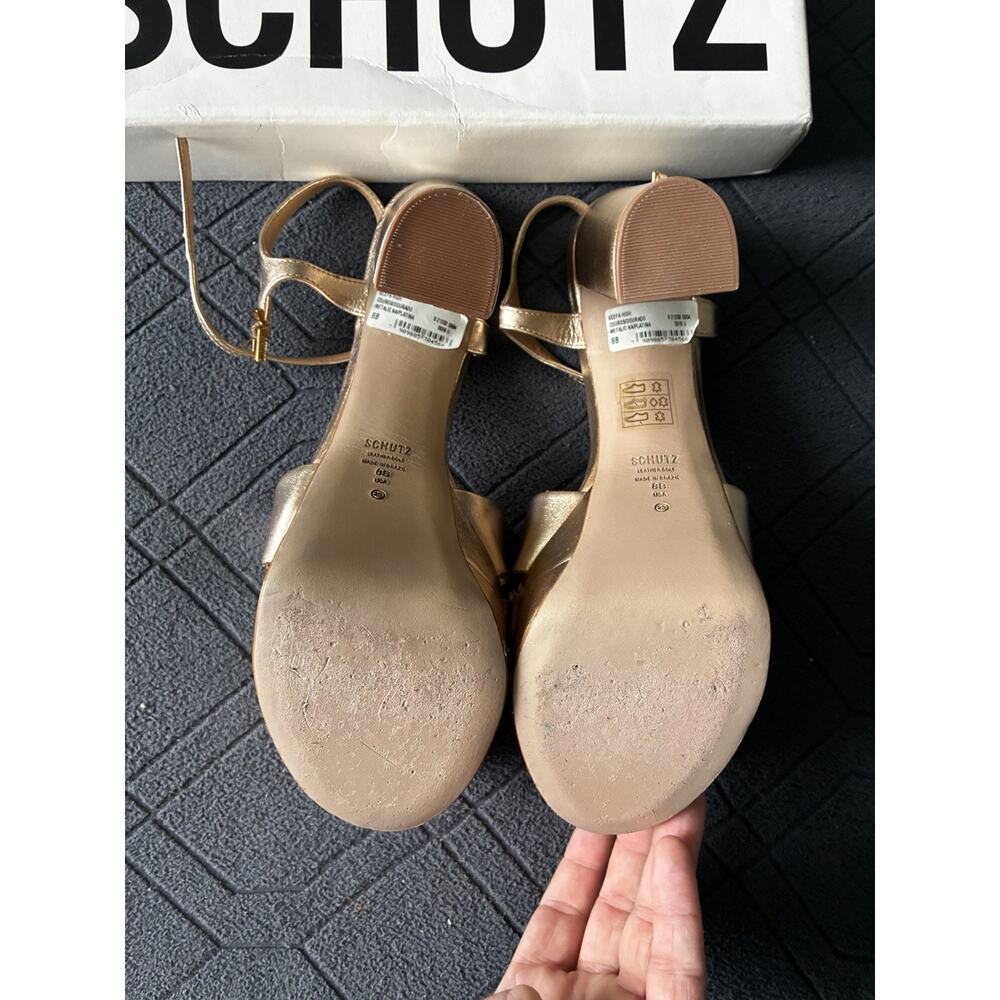 Schultz Keefa High Gold Metallic Heel Size 8 - Picture 5 of 10